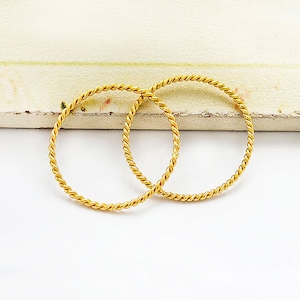 4 of 925 Sterling Silver Gold Vermeil Style Twisted Circle Links, Connectors 20 mm. :vm1305