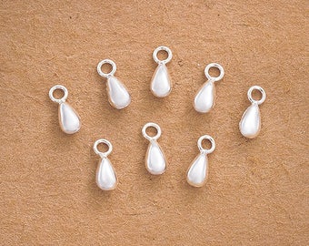 10 of 925 Sterling Silver Little Dewdrop Charms 3x5mm.  :tk0190