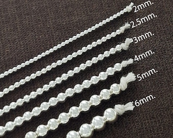 Cuentas de plata de ley 925 de 2 / 2,5 / 3 / 4 / 5 / 6 mm.
