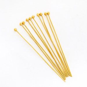 20 of Sterling Silver Gold Vermeil Style Head Pins 40x0.5 mm.  :vm1351