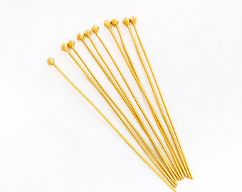 20 of Sterling Silver Gold Vermeil Style Head Pins 40x0.5 mm.  :vm1351