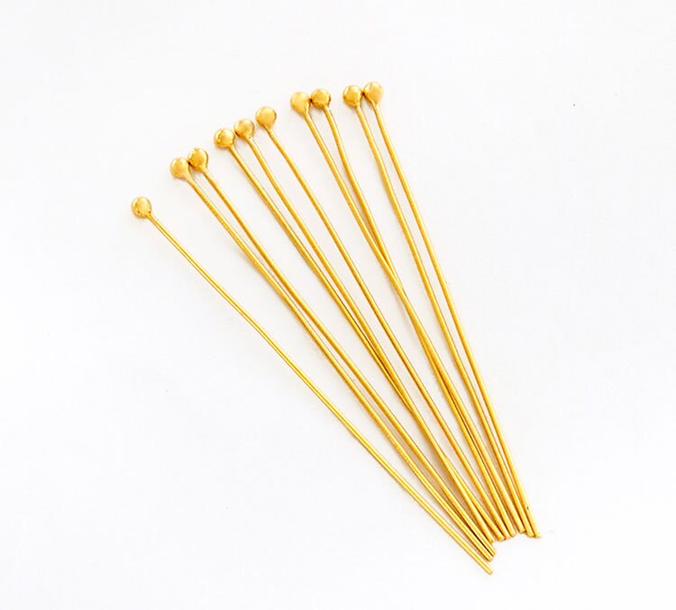 20 of Sterling Silver Gold Vermeil Style Head Pins 40x0.5 mm.  :vm1351