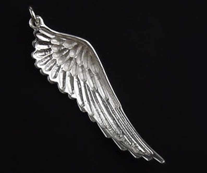 1 of 925 Sterling Silver Angel Wing Pendant 11.5x39mm. :th1740 image 3