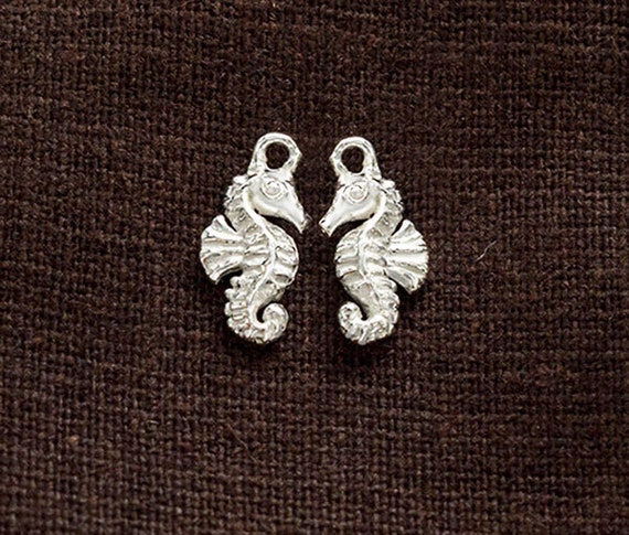 2 of 925 Sterling Silver Small Seahorse Charms 6x11.5mm.  :th2692