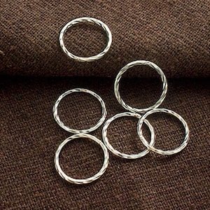 6 of 925 Sterling Silver Twisted  Closed Circle Rings , Connectors  12x1 mm.   :th2702