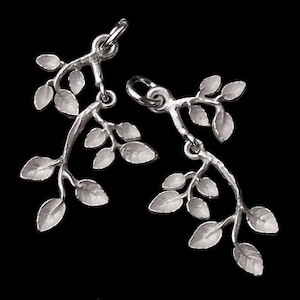 2 of 925 Sterling Silver  Leaf  Branch Charms 12x20 mm. :th1908