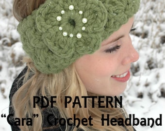 Cara Crochet Headband Pattern for chunky Headband Headwrap Earwarmer and Flower