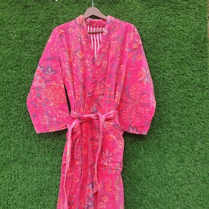 Luxury Velvet House Robe, Unisex Kimono Boho Jacket Coat, Winter Floral Made In India Women Wear Kimono, Bridesmaid Robe