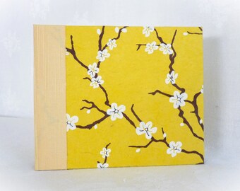 Japanese Journal Book Arts Ume Apricot Blossoms / Tessellated Tigers Hand Bound Archival Quality Gold Leaf Spine Pocket Sized Sketchbook
