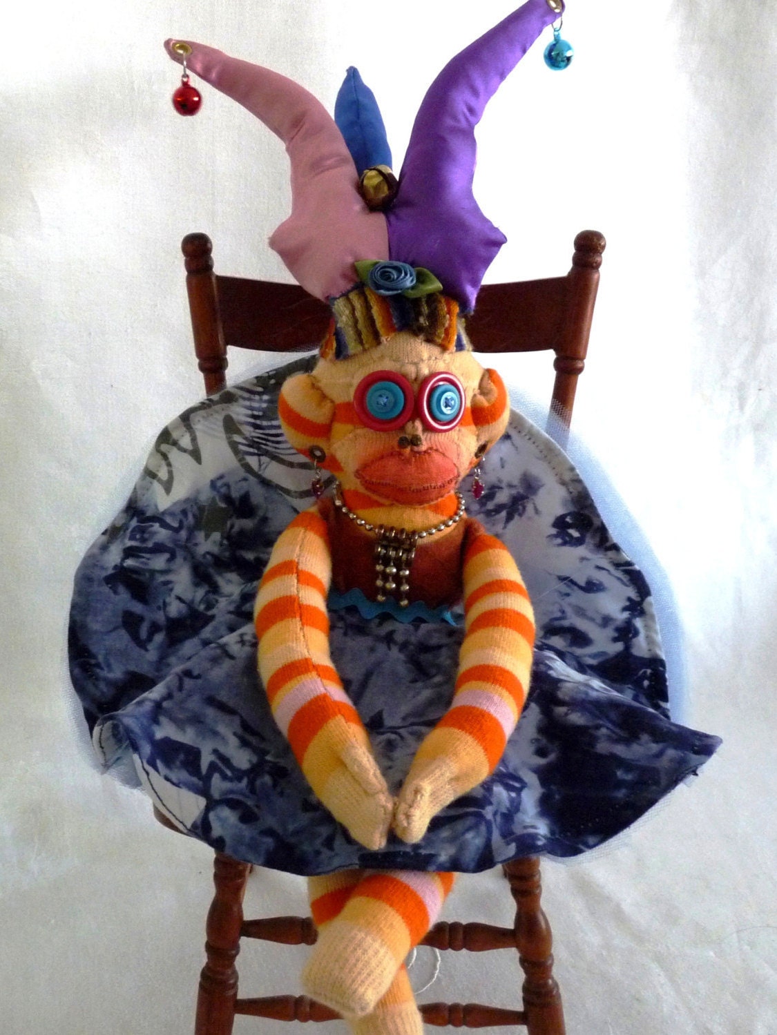 Royal Jester Sock Monkey Cheeky Earth Mother OOAK One of A Kind ...