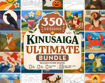350+ Kinusaiga Patterns Ultimate Bundle, 29 Beginner Fabric Art Collections, Printable Japanese No Sew Craft Templates PDF PNG JPG