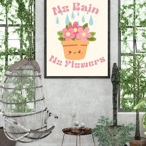 No Rain, No Flowers – Inspirational Wall Art Printable