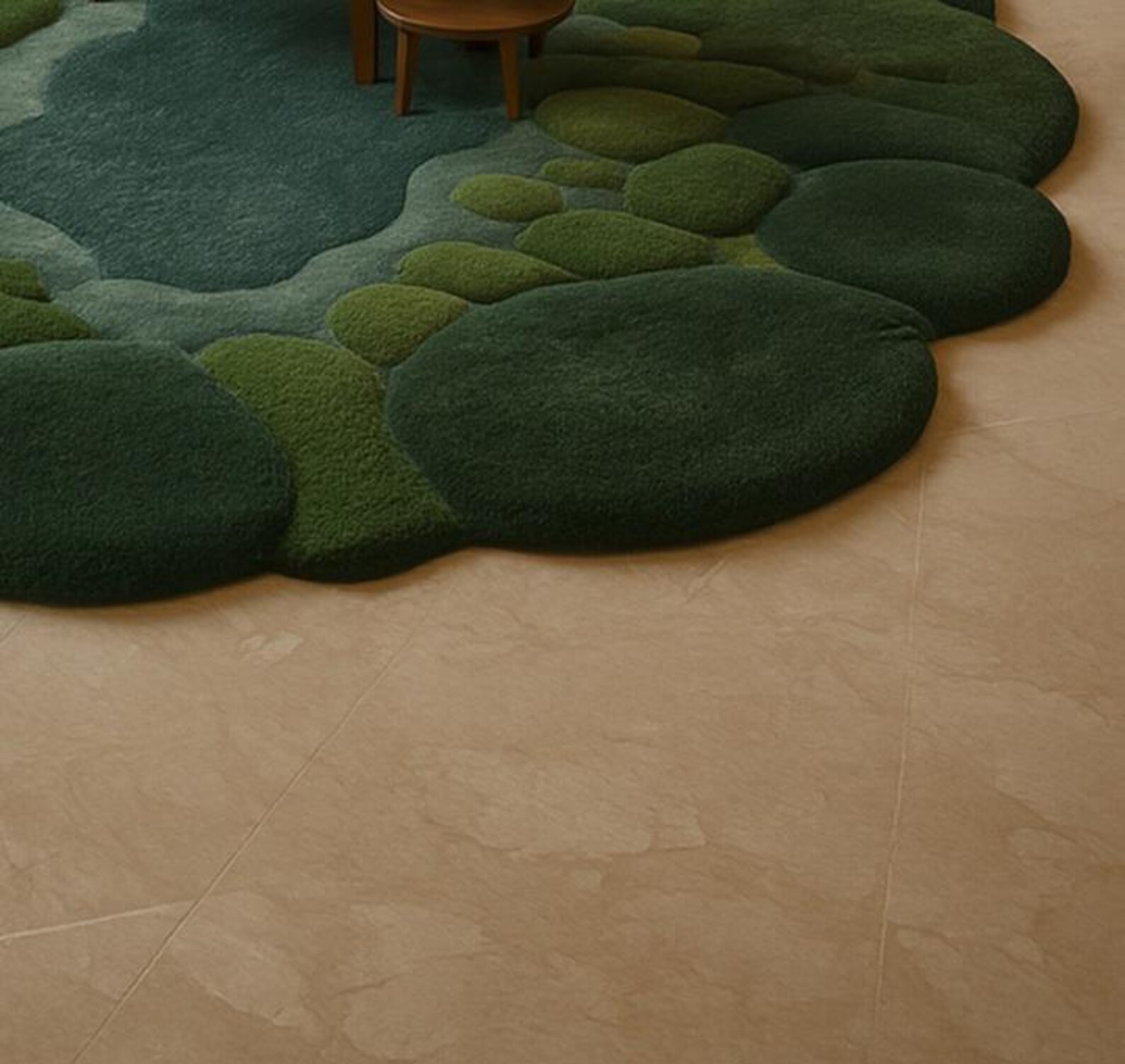 Nature-inspired Moss Rug – Hand Tufted Irregular Green Wool Carpet ...