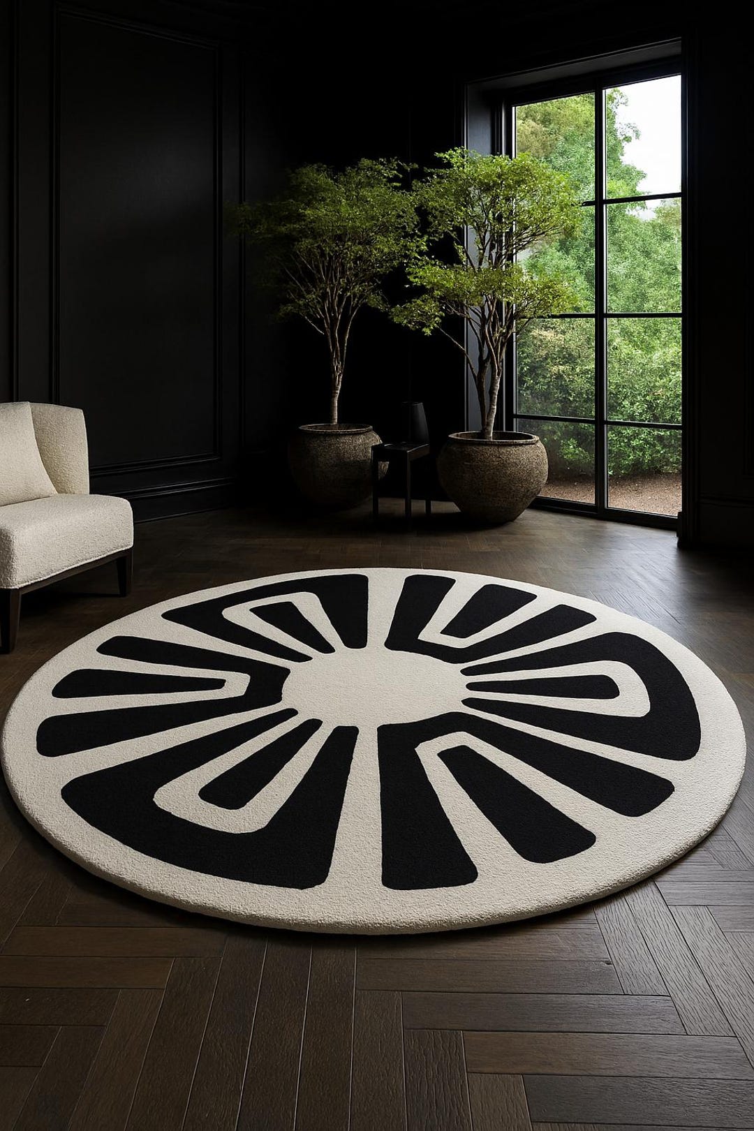 Handmade Circular Rug Handmade Rug Abstract Pattern Round Rug | Hand-tufted Wool Carpet ...
