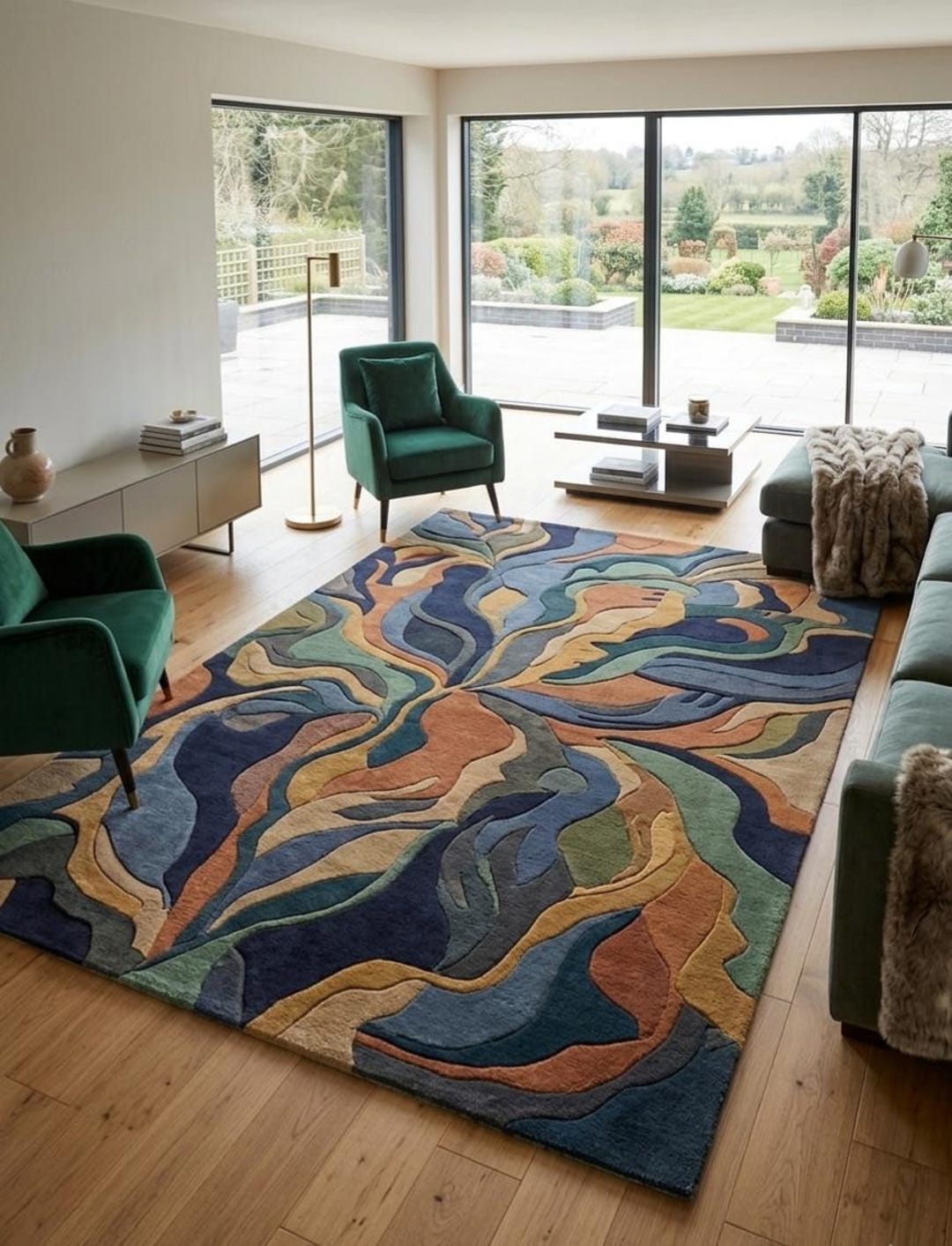 Modern Abstract Hand-tufted Wool Rug – Colorful Contemporary Area Rug ...