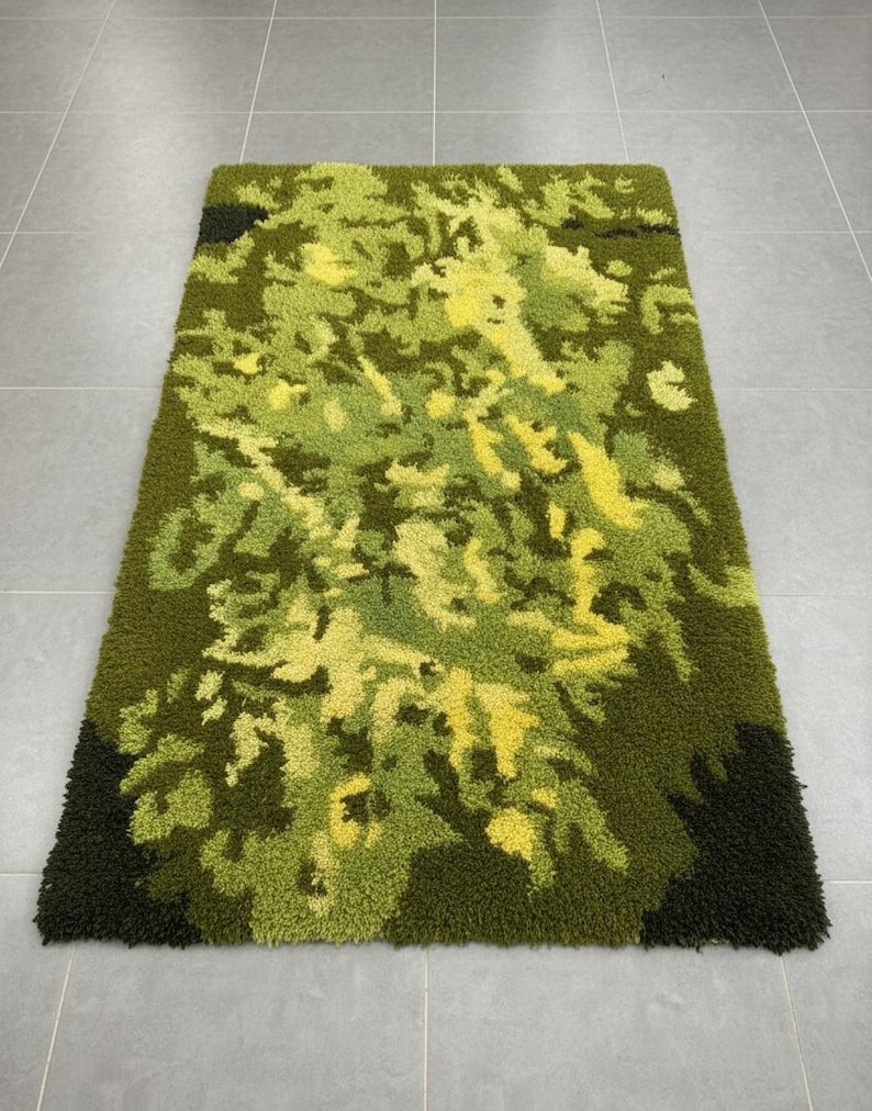 Green Moss Rug | Custom Tufted Accent Rug, Biophilic Decor image 1