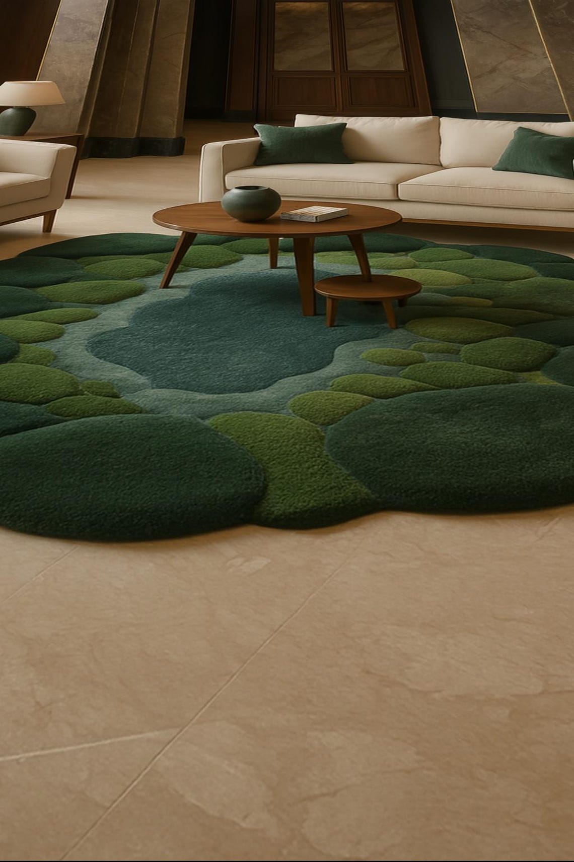 Nature-inspired Moss Rug – Hand Tufted Irregular Green Wool Carpet ...