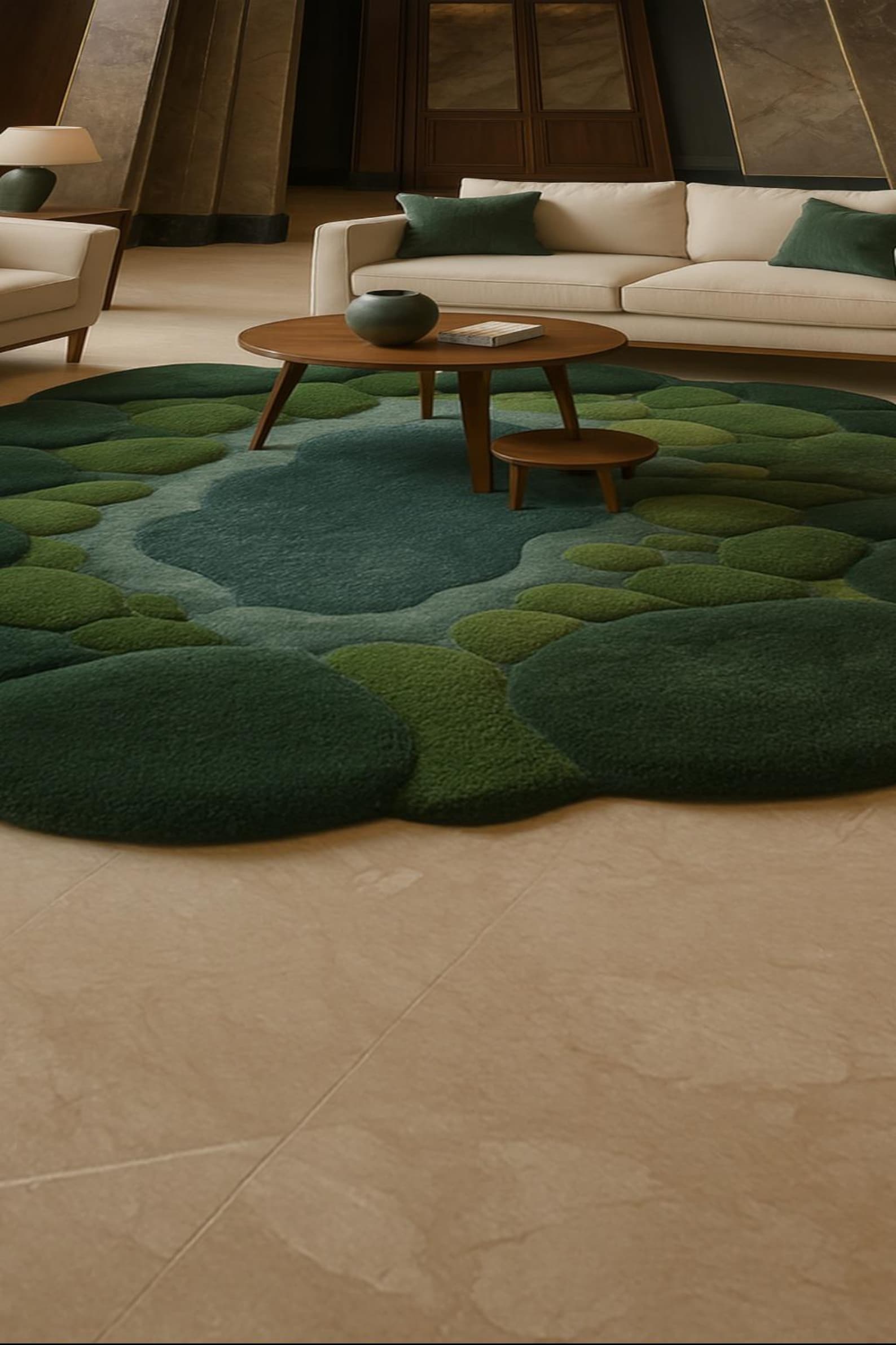 Nature-inspired Moss Rug – Hand Tufted Irregular Green Wool Carpet ...