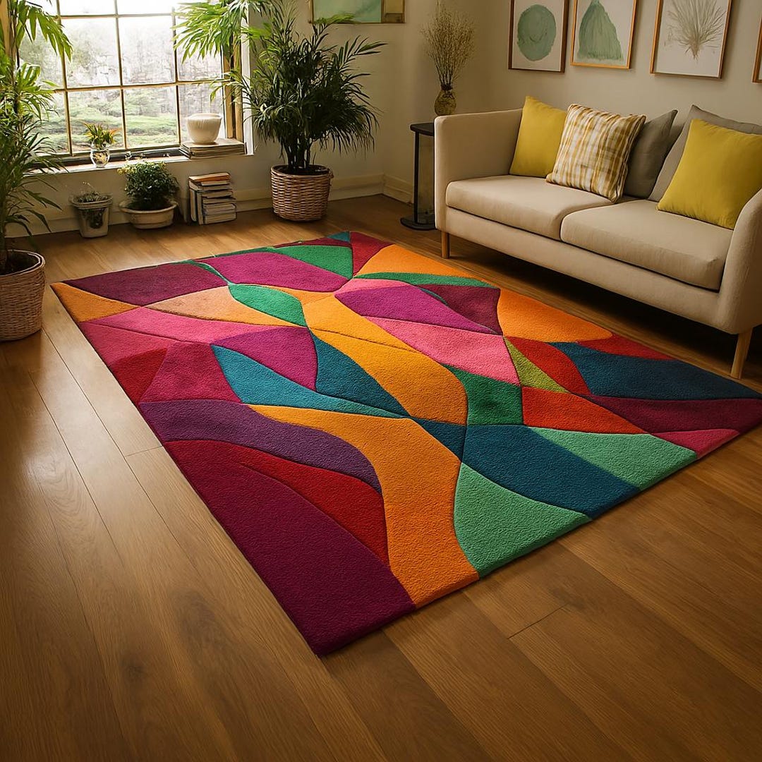 Abstract Multicolor Rugs Modern Abstract Multicolor Hand-tufted Wool Area Rug – Vibrant ...