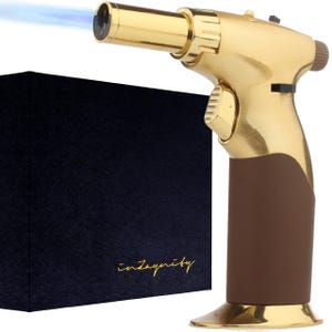 Doppelflamme Butanbrenner nachfüllbar Luxus Hand Mini Lötlampe zum Kochen, Creme Brulee, Löten und Harz Kunst einstellbare Flamme