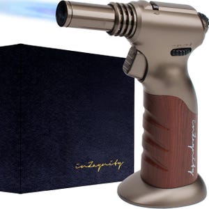Dual Flame Butane Torch Refillable Luxury Hand Held Mini Blow Torch for Cooking,Creme Brulee,Soldering&Resin Art-Adjustable Flame