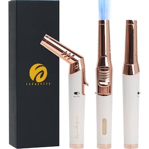 Pen Torch Lighter-Windproof Jet Flame, Tiltable Head, Refillable Butane,Adjustable Flame, Compact & Portable for Candle, Cooking,BBQ,Camping