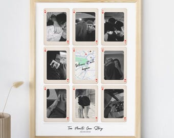 Personalized Playing Cards Poster | Custom Couple Photo Collage | Where It All Began Map Gift | Anniversary Gift for Him/Her| Canva Template