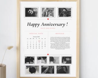 Personalized Anniversary Gift | Custom Photo Collage Template | Couple Poster | Romantic Gift for Him/Her | Canva Template DIY