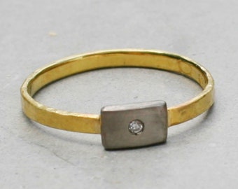 Gouden ring met briljant en Palladium "forever"