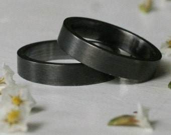 Envío rápido: anillos de boda de tantalio, anillos de boda sencillos, mate y elegantes en negro, joyas para una boda gótica, anillo de boda con aspecto punk