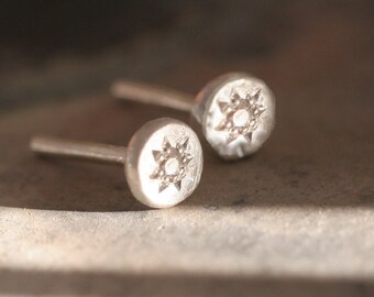 Stud earrings in fair silver, sustainable jewelry, white fair brilliant, ideal Christmas gift for you