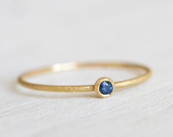 Fair trade Gold ring with blue sapphire, birthday gift, birthstone for september