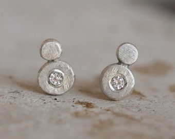 Ear studs made of fair silver, sustainable jewelry, white fair brilliant, ideal Christmas gift for you