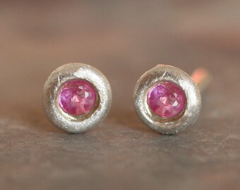 Ear studs made of fair silver, sustainable jewelry, pink tourmaline, ideal Christmas gift for you