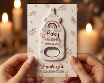 Personalized Baby Shower Bottle Opener Favor, Magnet Keepsake