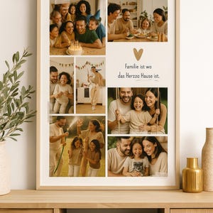 Personalized Family Photo Collage,Familie ist wo das Herz zu Hause ist, Digital Wall Art, Custom Family Poster,Familienbild zum Download
