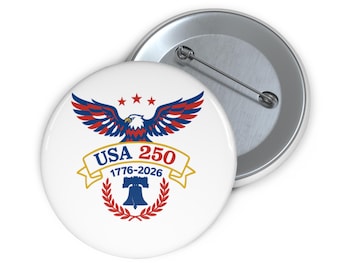 Gedenk USA 250 Jahrestag 1776 bis 2026 Buntstifte Anstecker Adler und Liberty Glocke 5,75 cm
