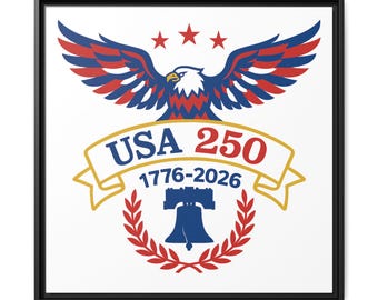 Lienzo enmarcado con el águila patriótica del Bicentenario de la historia estadounidense (1776-2026)
