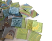 Mosaic Handmade Glass Tiles, Decoupage under Glass,Glass Supplies, Vintage Style