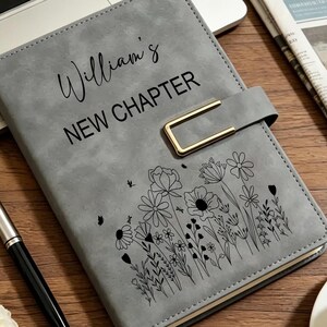 Custom Engraved Leather Journal Gift Set, Personalized Name Notebook & Pen Box, Graduation Coworker Mentor Retirement Gift