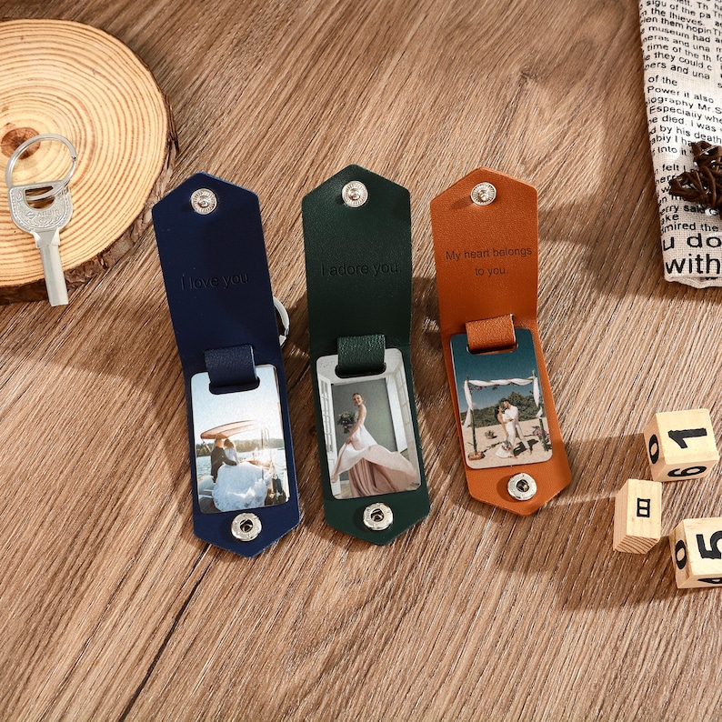 Photo Leather Keychain for Men,custom Engraved Gift for Husband ...