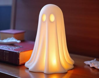 Cute mini ghost with light – Halloween decoration figure, glowing ghost for LED tea light, spooky-sweet decoration for autumn & party
