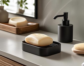 Minimalist soap dish with water drainage – Modern soap dish made of PLA, sustainable soap holder for the bathroom & sink