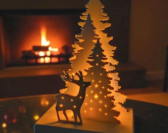 Winterdecoratie met LED-theelichthouder – 3D-geprint winterlandschap van PLA, kerstdecoratie en sfeervolle verlichting voor in huis