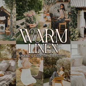 Warm Linen Lightroom Presets: Tan Beige Filters, Creamy Tones (Mobile & Desktop)