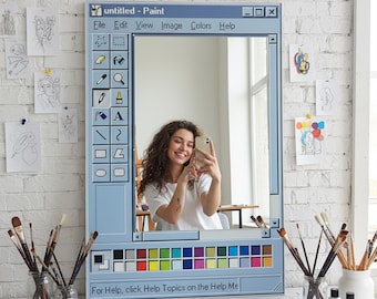 Ms Paint Mirror, Retro Windows Paint Inspired Mirror, Nostalgic Aesthetic Decor, Handmade Pixel Mirror, Paint Mirror, Gift for Designers