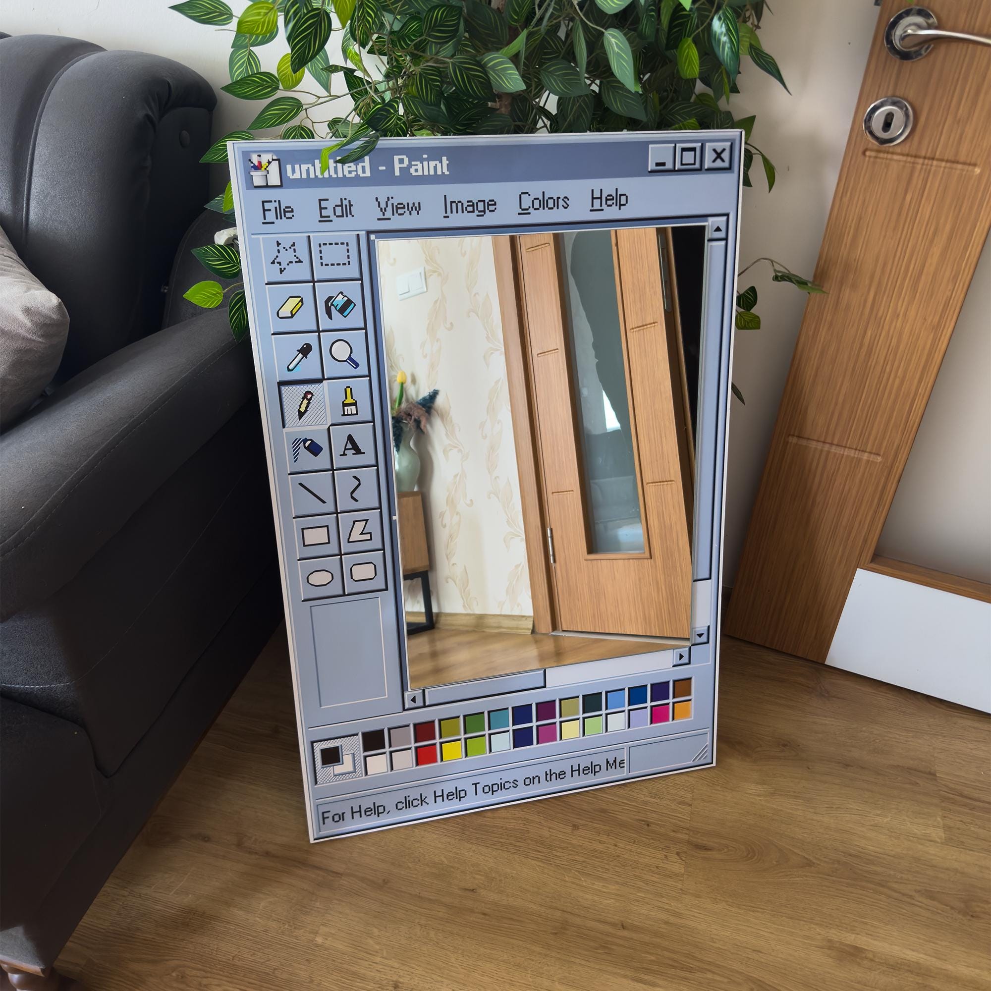 Windows Paint風ミラー　大きい鏡　インテリア　オシャレ鏡 Msペイントミラー、レトロなWindowsペイント風ミラー、ノスタルジック