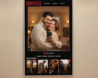Custom Coupleflix Mirror – Personalized Couple Photo Mirror, Anniversary Gift for Couples, Valentine’s Day Romantic Wall Decor
