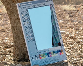 Espejo Ms Paint, Espejo inspirado en la pintura de ventanas retro, Decoración estética nostálgica, Espejo de píxeles hecho a mano, Espejo de pintura, Regalo para diseñadores