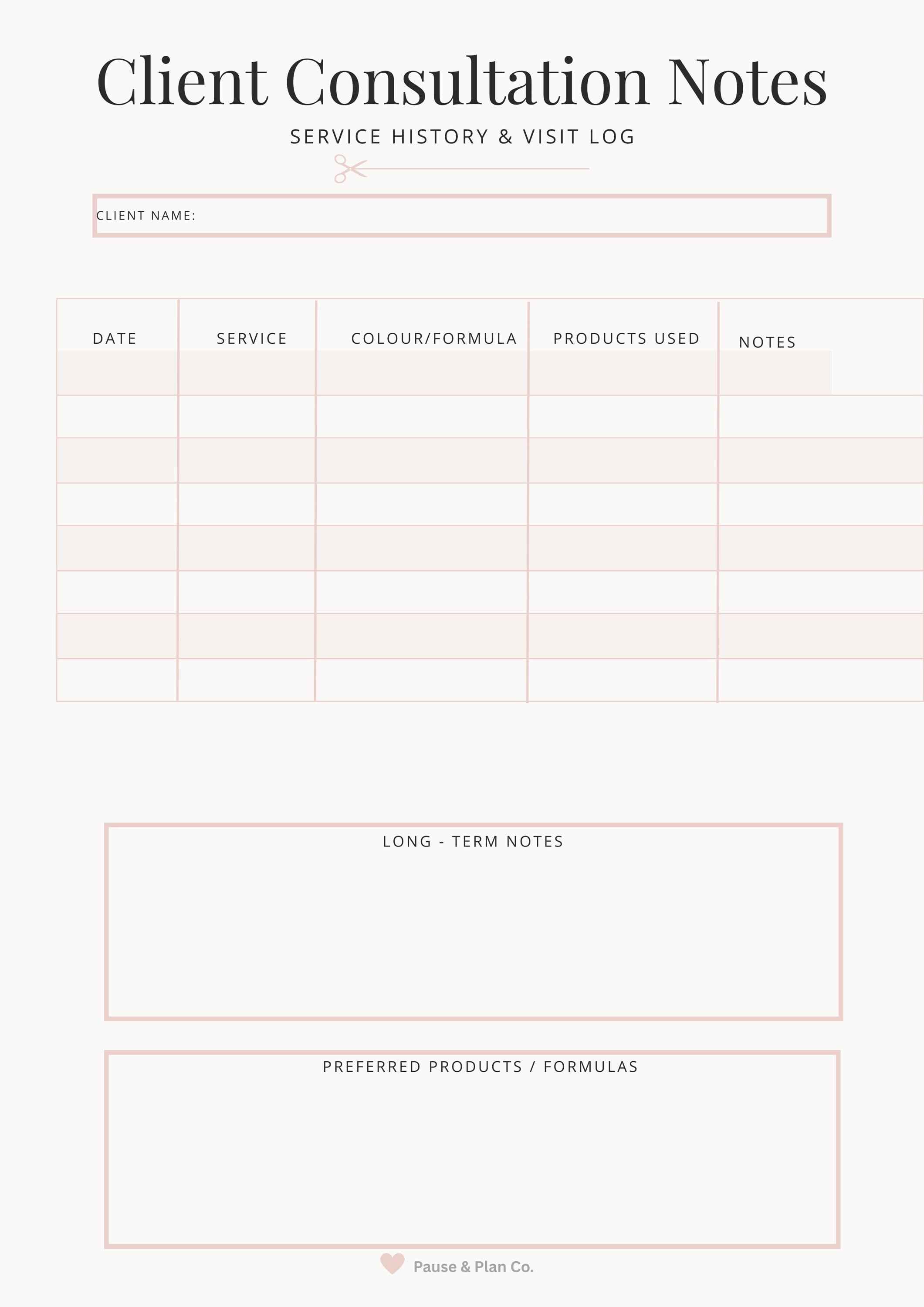 Hair Client Intake Form Bundle, Salon Consultation Forms, Hair Stylist ...
